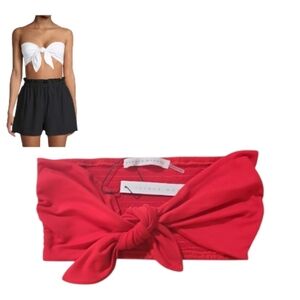 NWT Susana Monaco Red Bow Front Bandeau Crop Top Tie Knot Strapless sz S